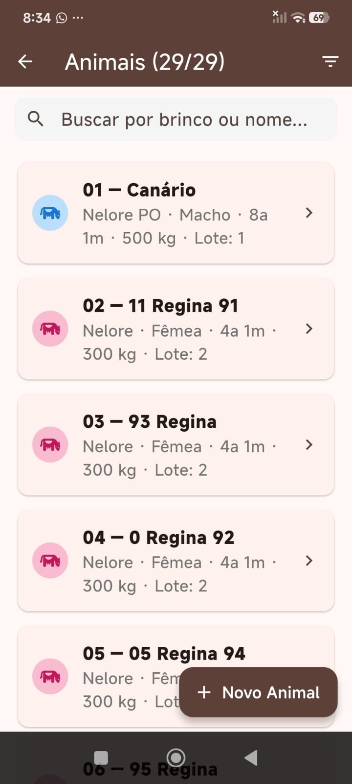 Tela 2 do App Gestão de Pecuária