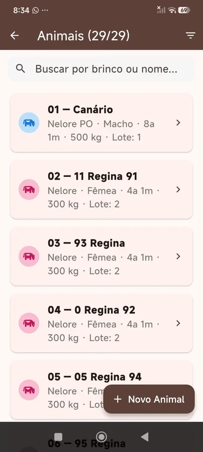 Tela 2 do App Gestão de Pecuária