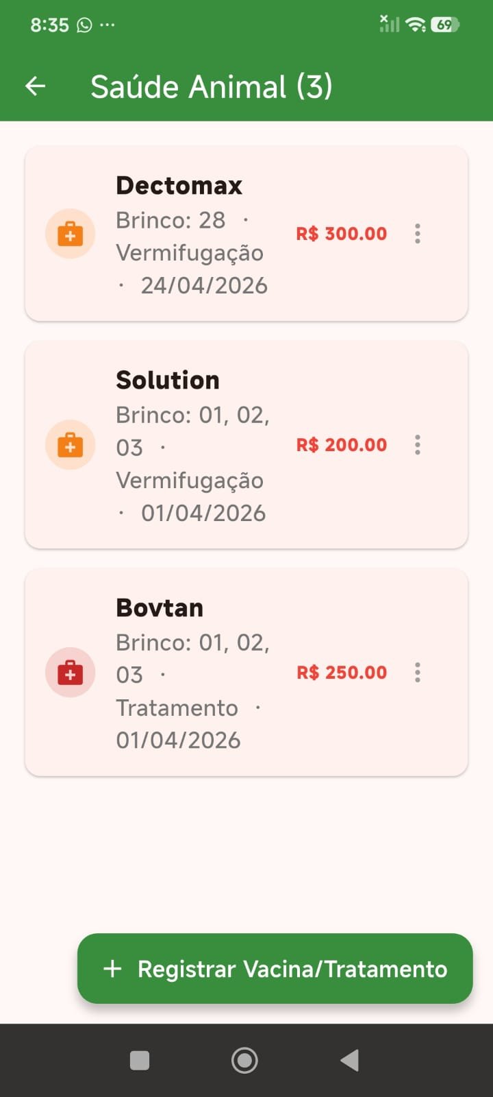 Tela 5 do App Gestão de Pecuária