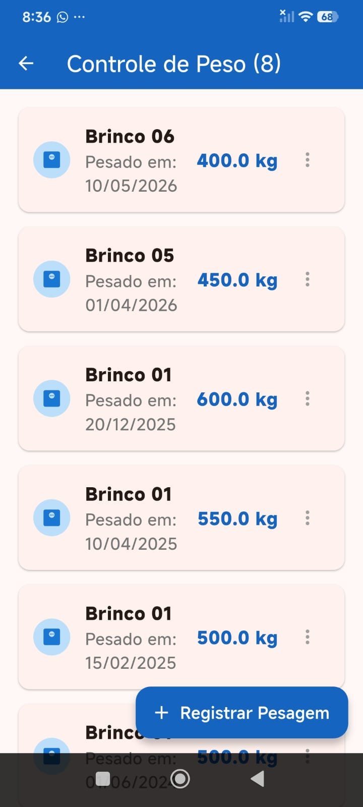 Tela 10 do App Gestão de Pecuária