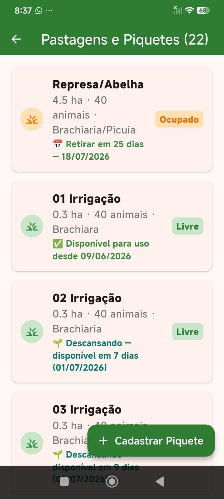 Tela 12 do App Gestão de Pecuária