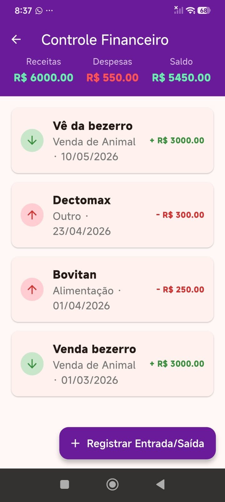 Tela 14 do App Gestão de Pecuária
