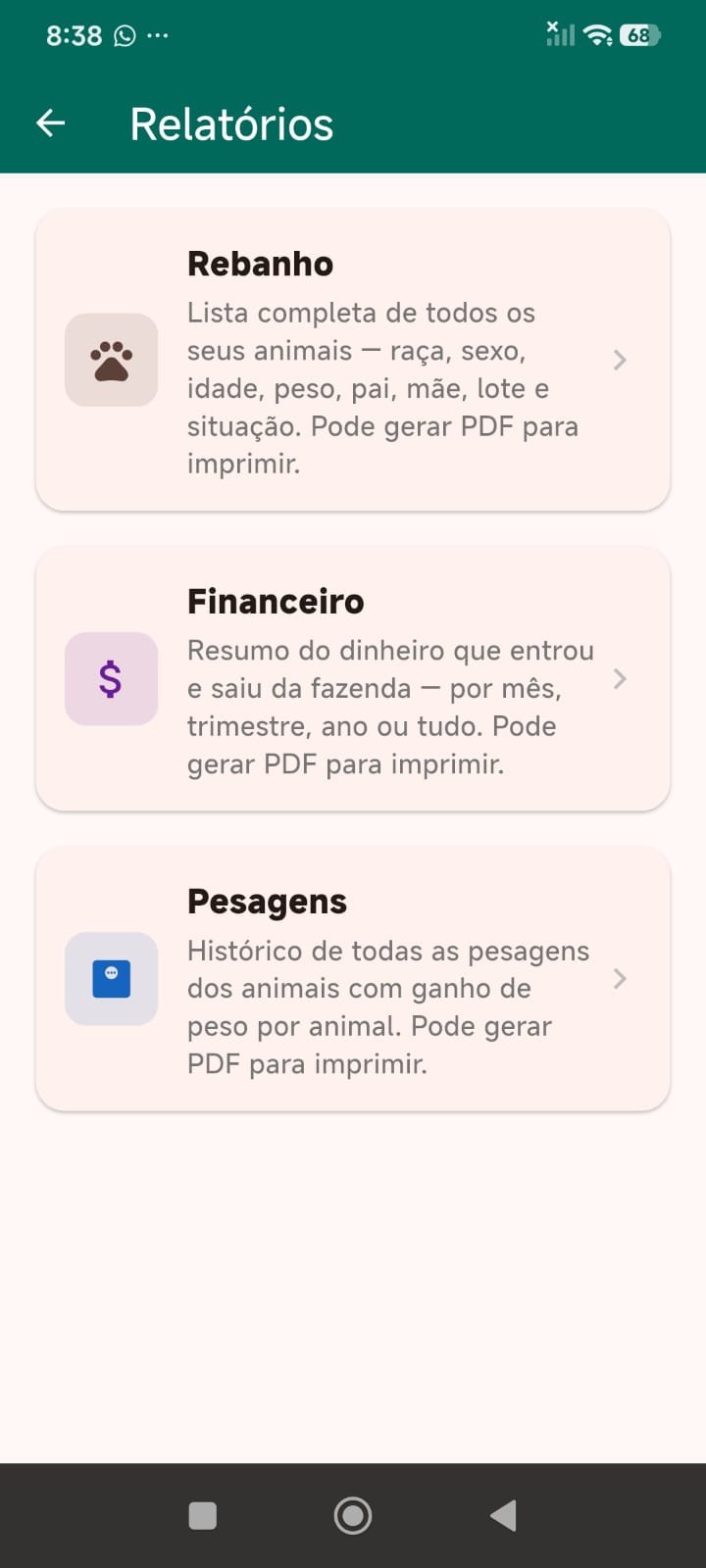Tela 16 do App Gestão de Pecuária