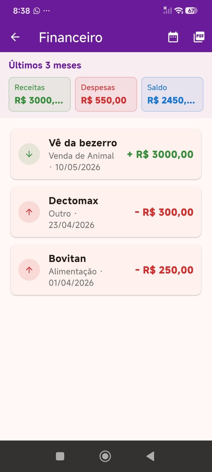 Tela 18 do App Gestão de Pecuária