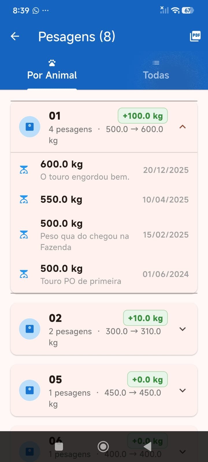 Tela 20 do App Gestão de Pecuária